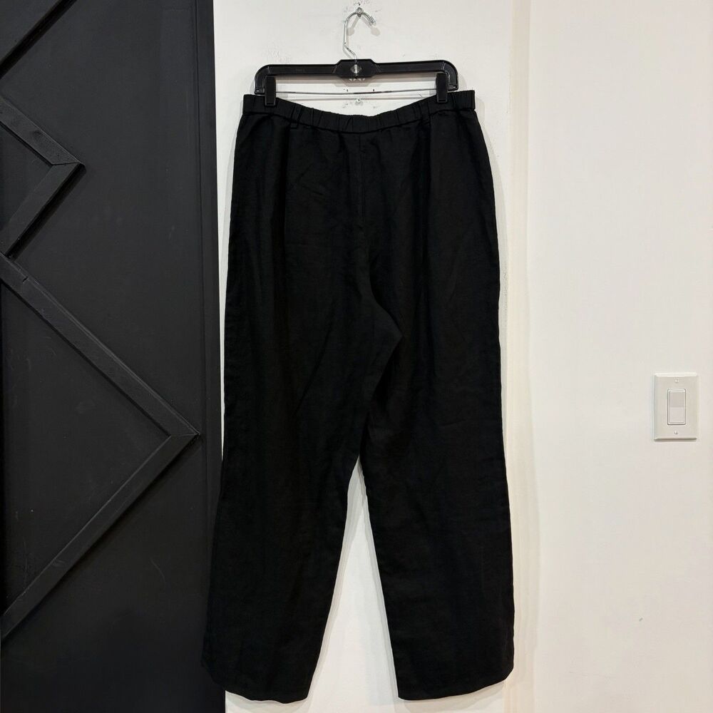 JM Collection Black Linen Pants Size 16 Natural Lightweight Beach - Picture 4 of 5